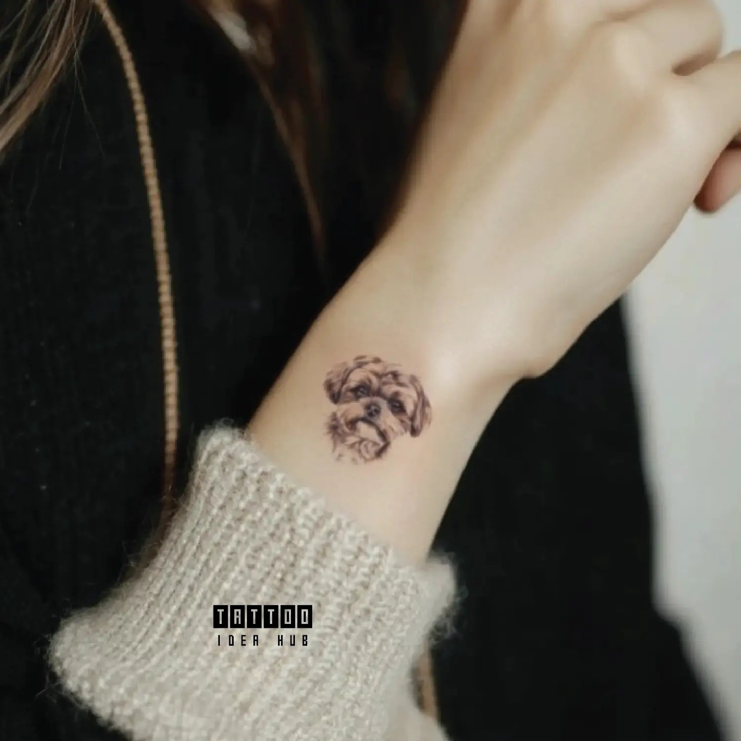 shih tzu dog wrist temporary tattoo idea design