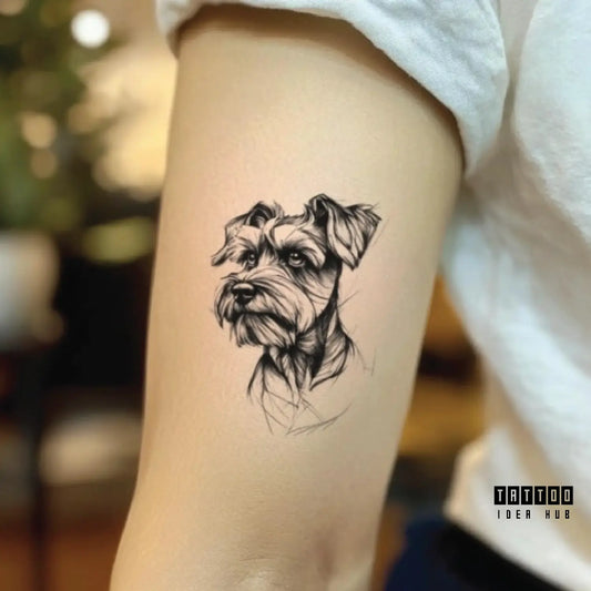 schnauzer dog bicep temporary tattoo idea design