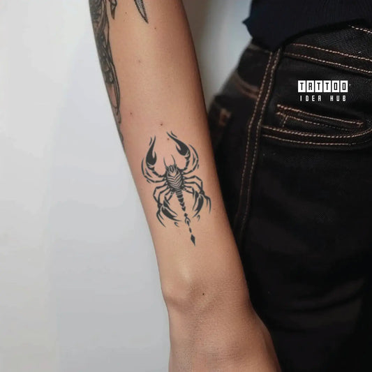 tribal scorpion forearm temporary tattoo idea design