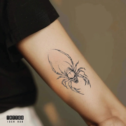 skull scorpion bicep temporary tattoo idea design