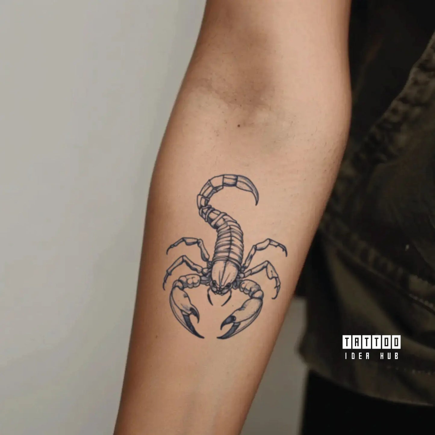 simple scorpion outline forearm temporary tattoo idea design