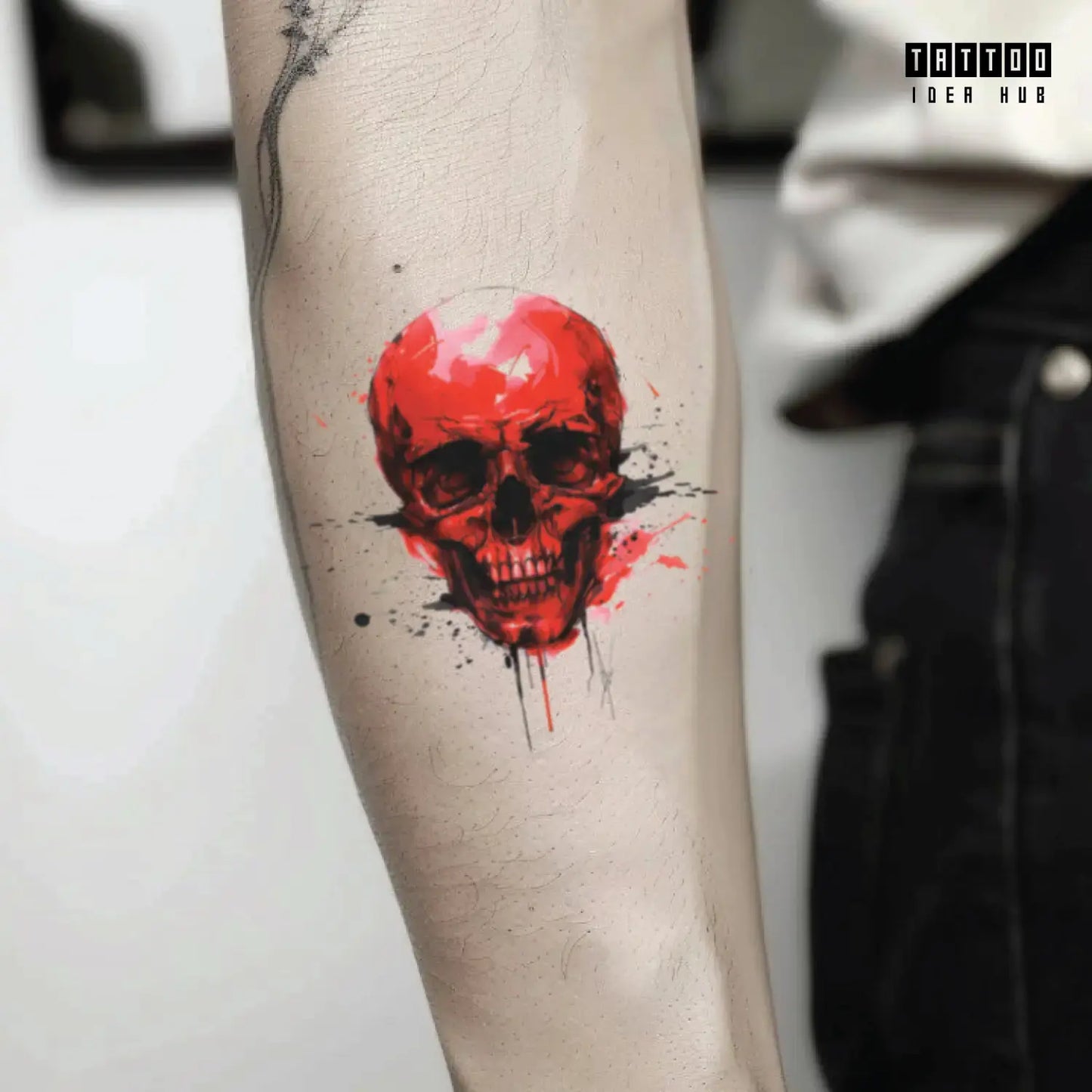 red skull forearm temporary tattoo idea design