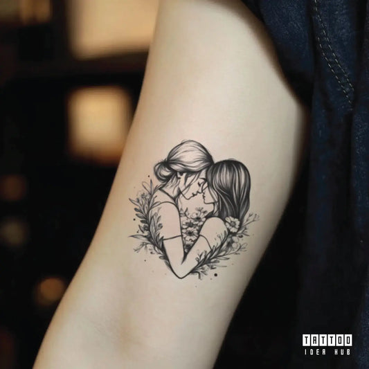 lesbian couple bicep temporary tattoo idea design