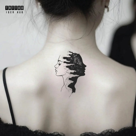 bipolar disorder mental health abstract neck temporary tattoo idea design