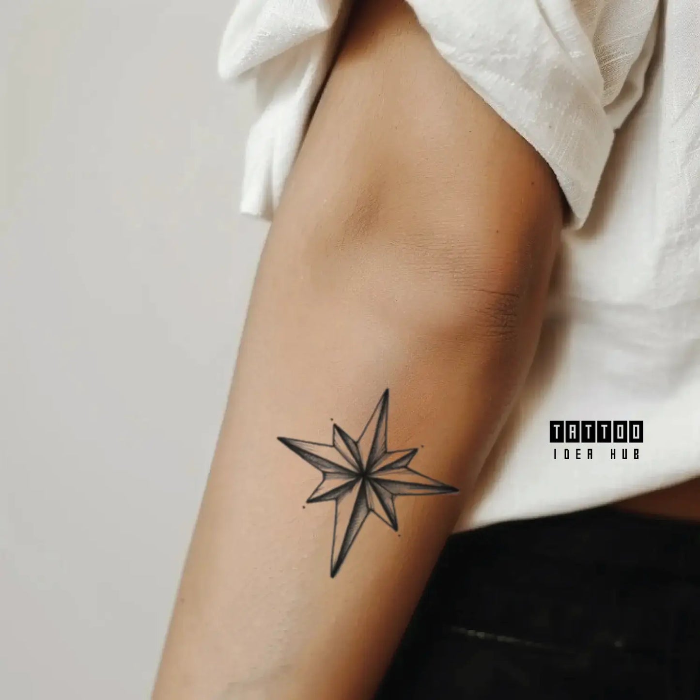 nautical star outline forearm temporary tattoo idea design