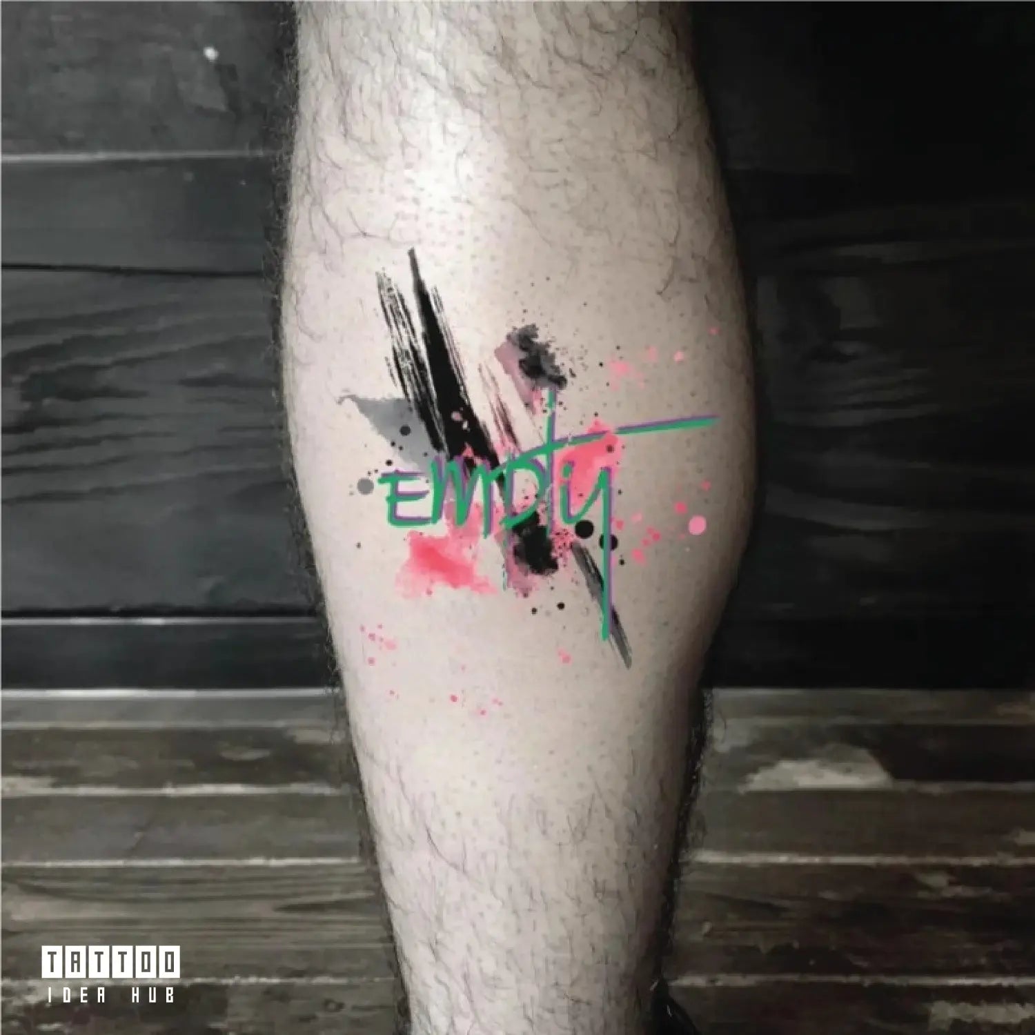 empty word watercolor lettering leg temporary tattoo idea design