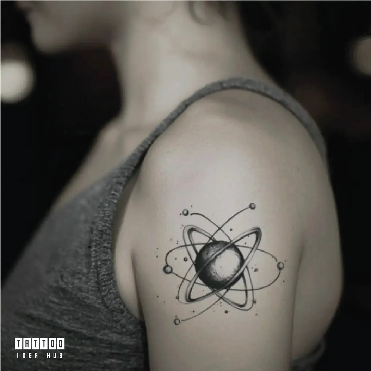 atom symbol bicep temporary tattoo idea design