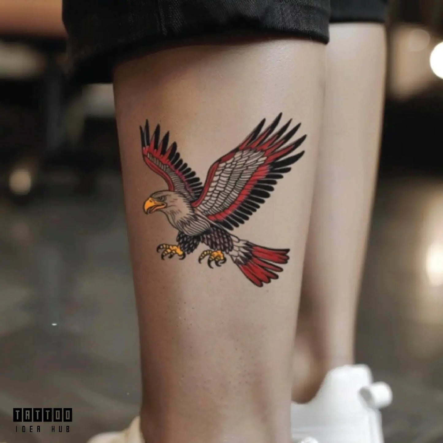 simple traditional eagle leg temporary tattoo idea design