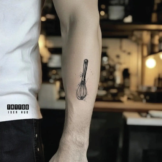 chef wire whisk forearm temporary tattoo idea design