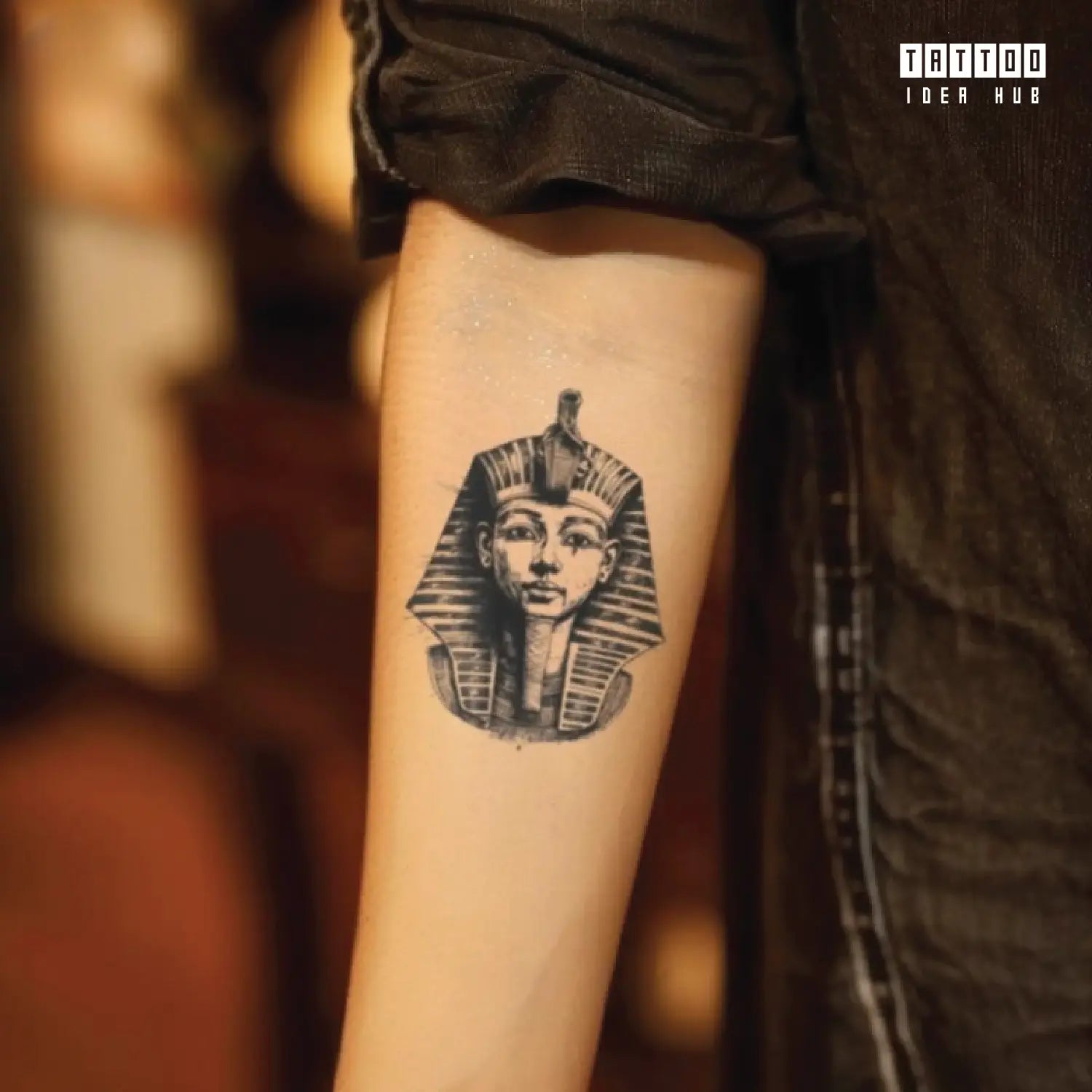 egyptian pharaoh forearm temporary tattoo idea design