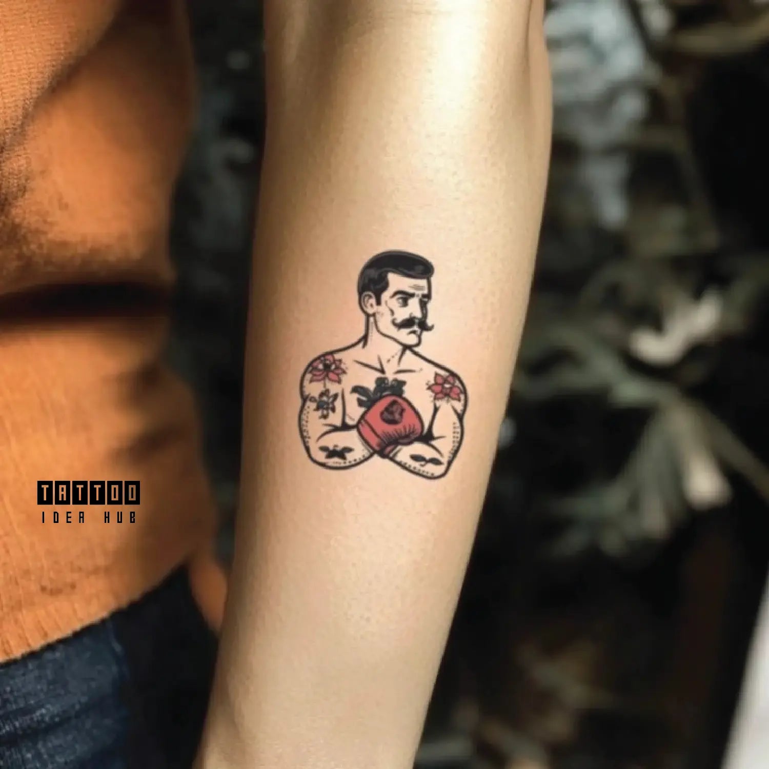 traditional boxer forearm temporary tattoo idea design