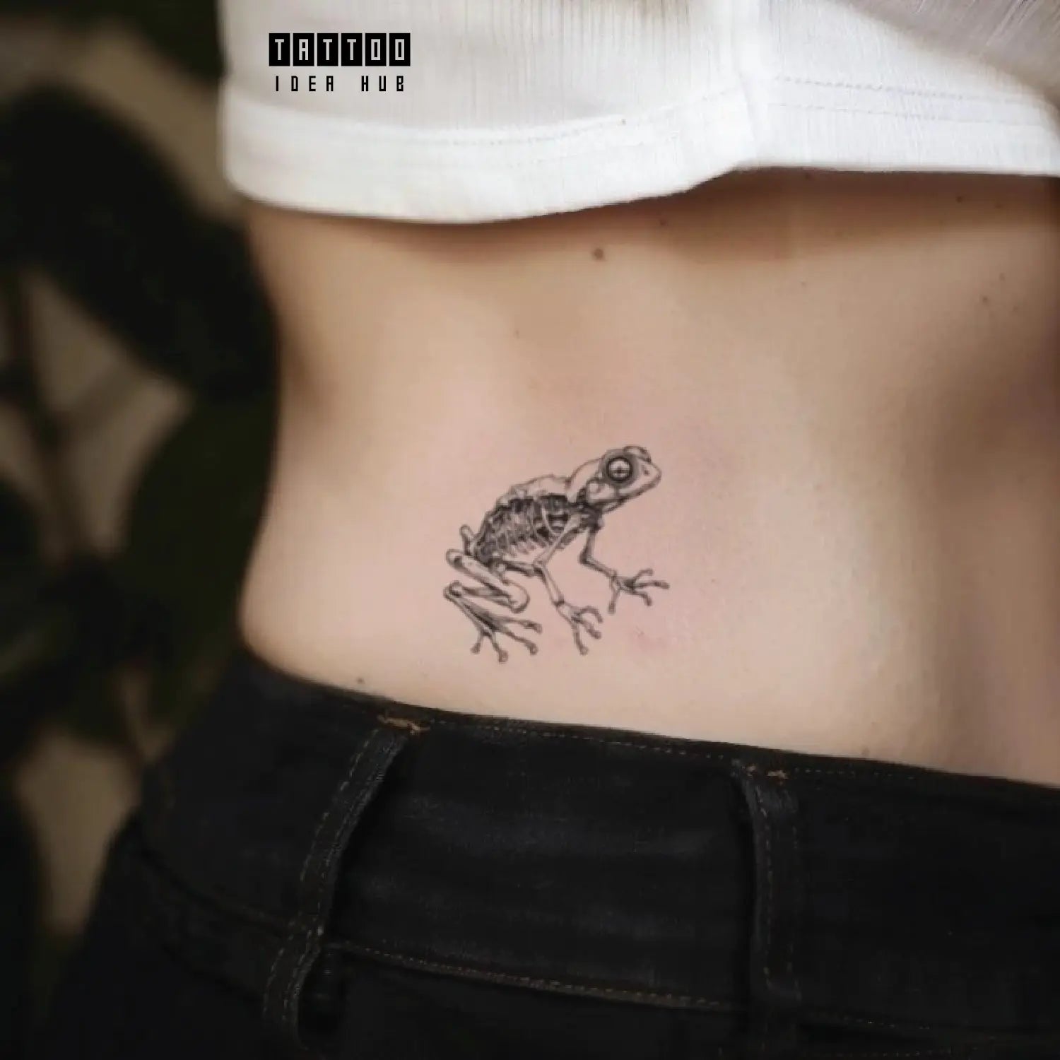 frog skeleton waist temporary tattoo idea design