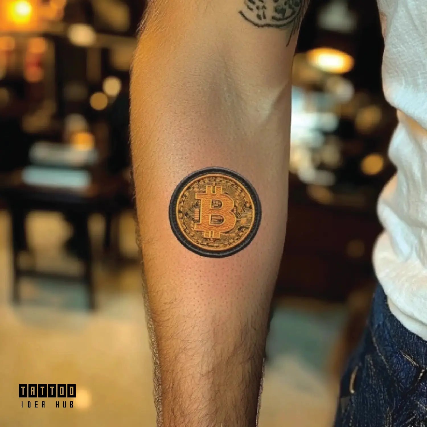 bitcoin symbol forearm temporary tattoo idea design