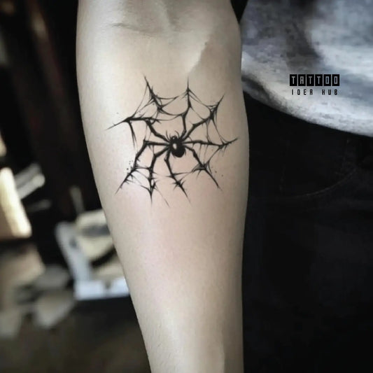 spider web forearm temporary tattoo idea design