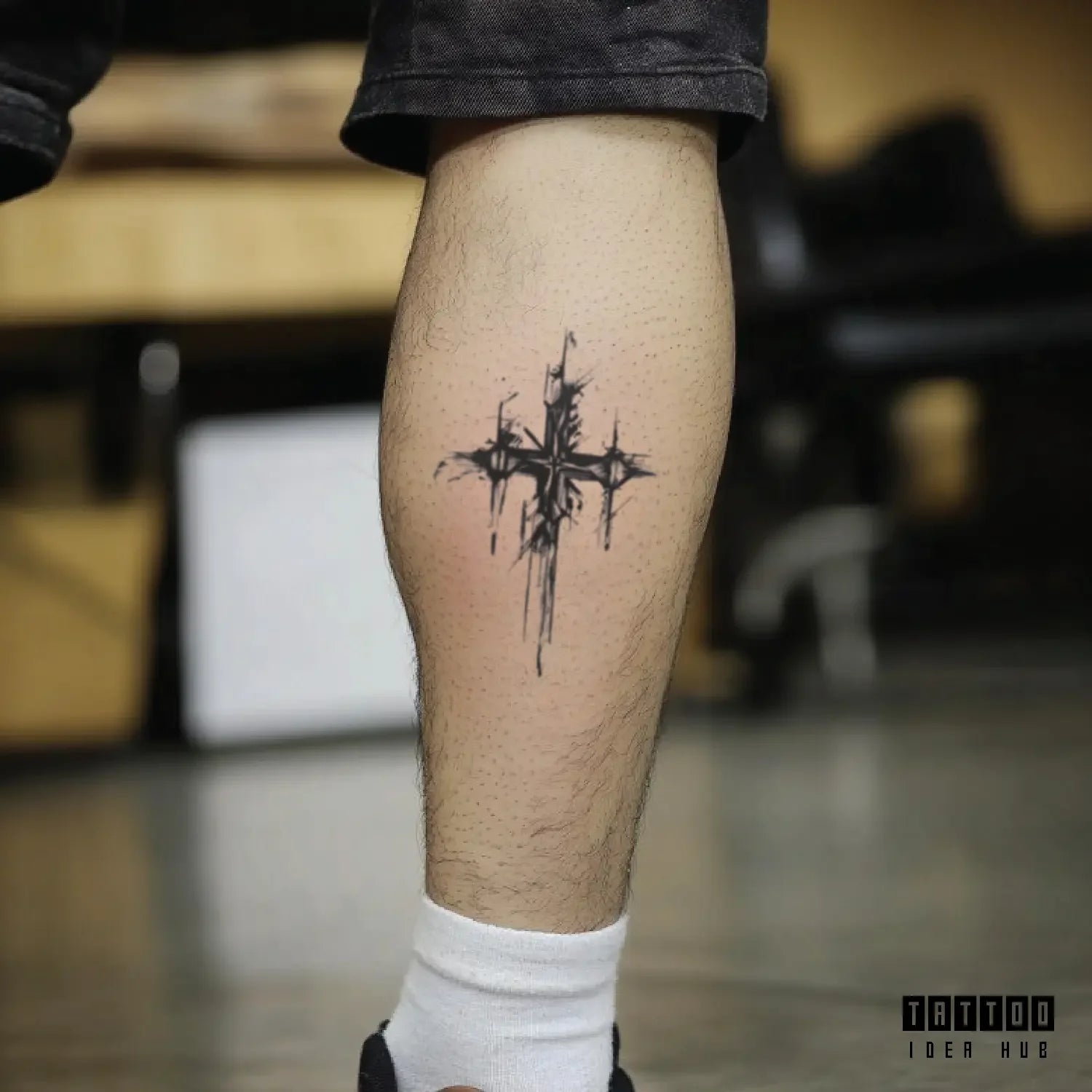 abstract 3 cross leg temporary tattoo idea design