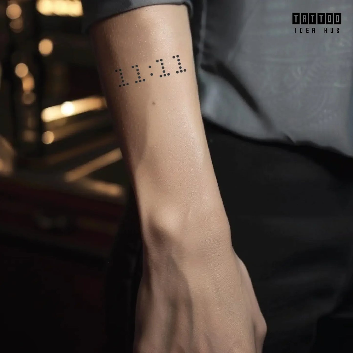 11:11 angel number digital clock forearm temporary tattoo idea design