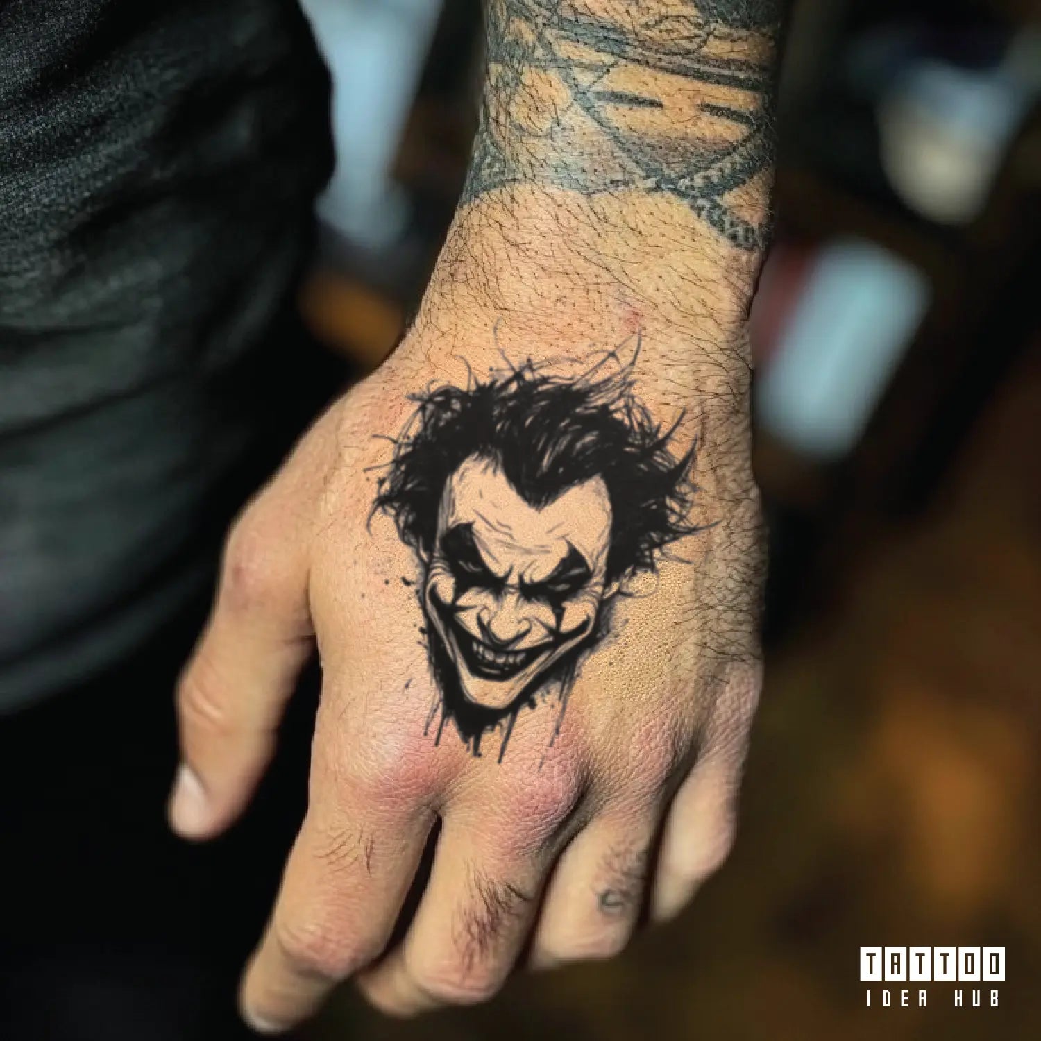 gangster joker hand hand temporary tattoo idea design