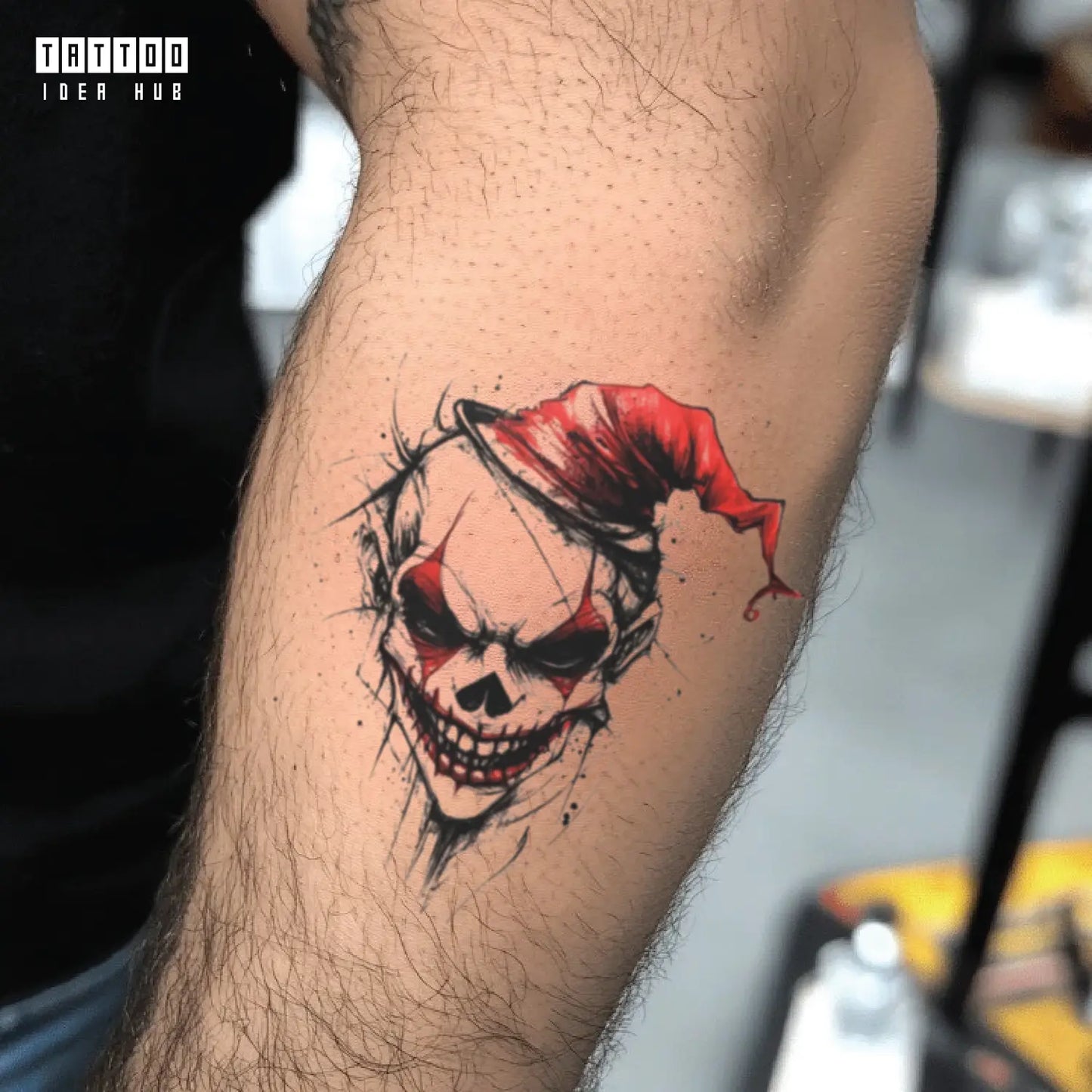 joker skull forearm temporary tattoo idea design