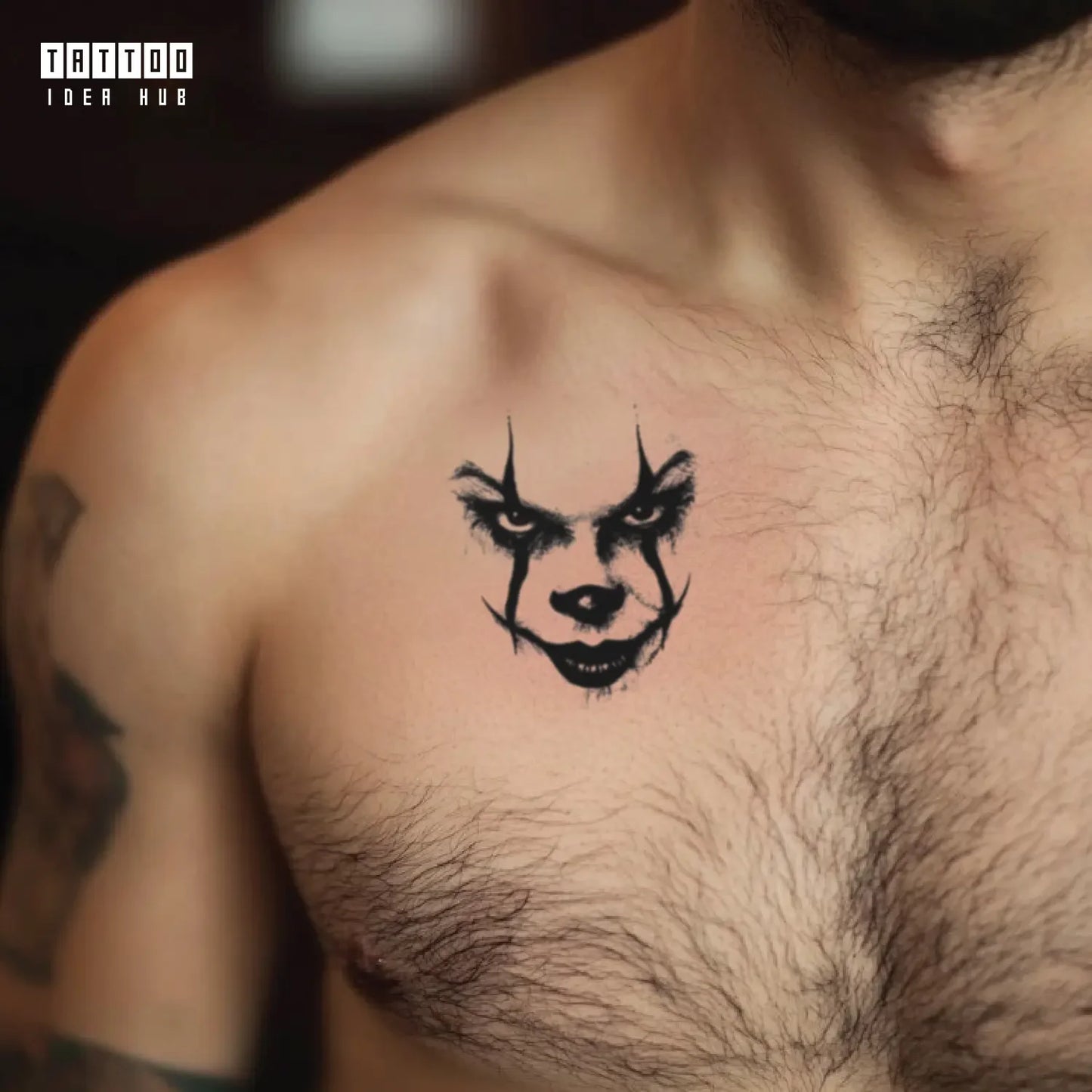 simple joker chest temporary tattoo idea design