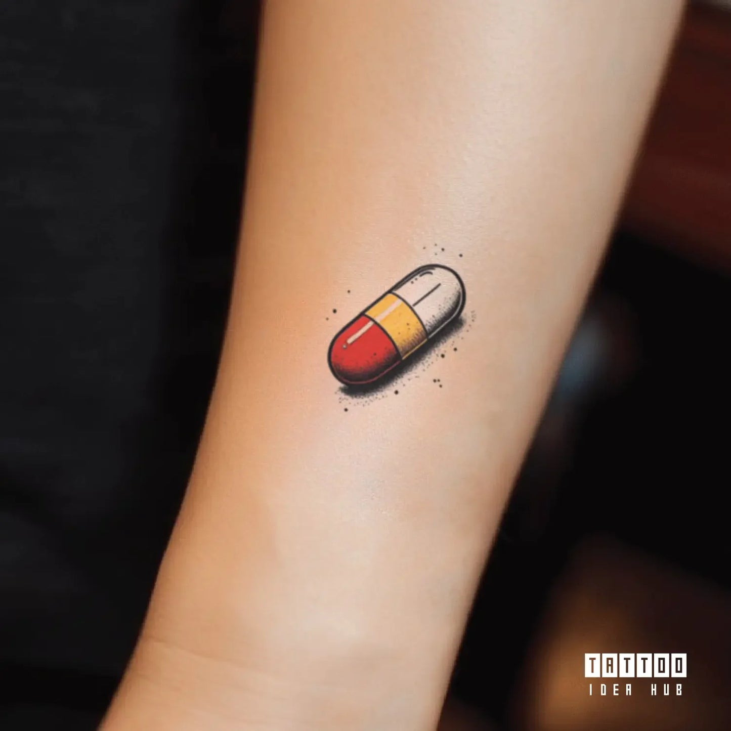 color pill forearm temporary tattoo idea design