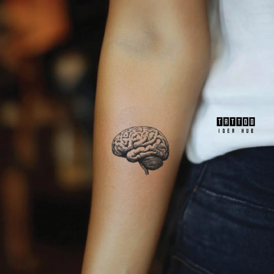 anatomical brain forearm temporary tattoo idea design