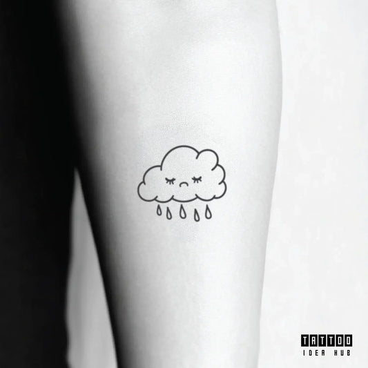 simple sad cloud outline forearm temporary tattoo idea design