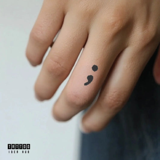 suicide survivor semicolon symbol finger temporary tattoo idea design