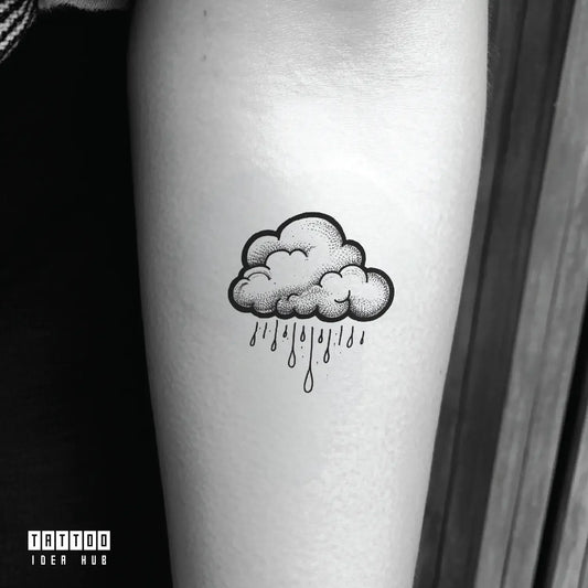 dotted rainy cloud forearm temporary tattoo idea design