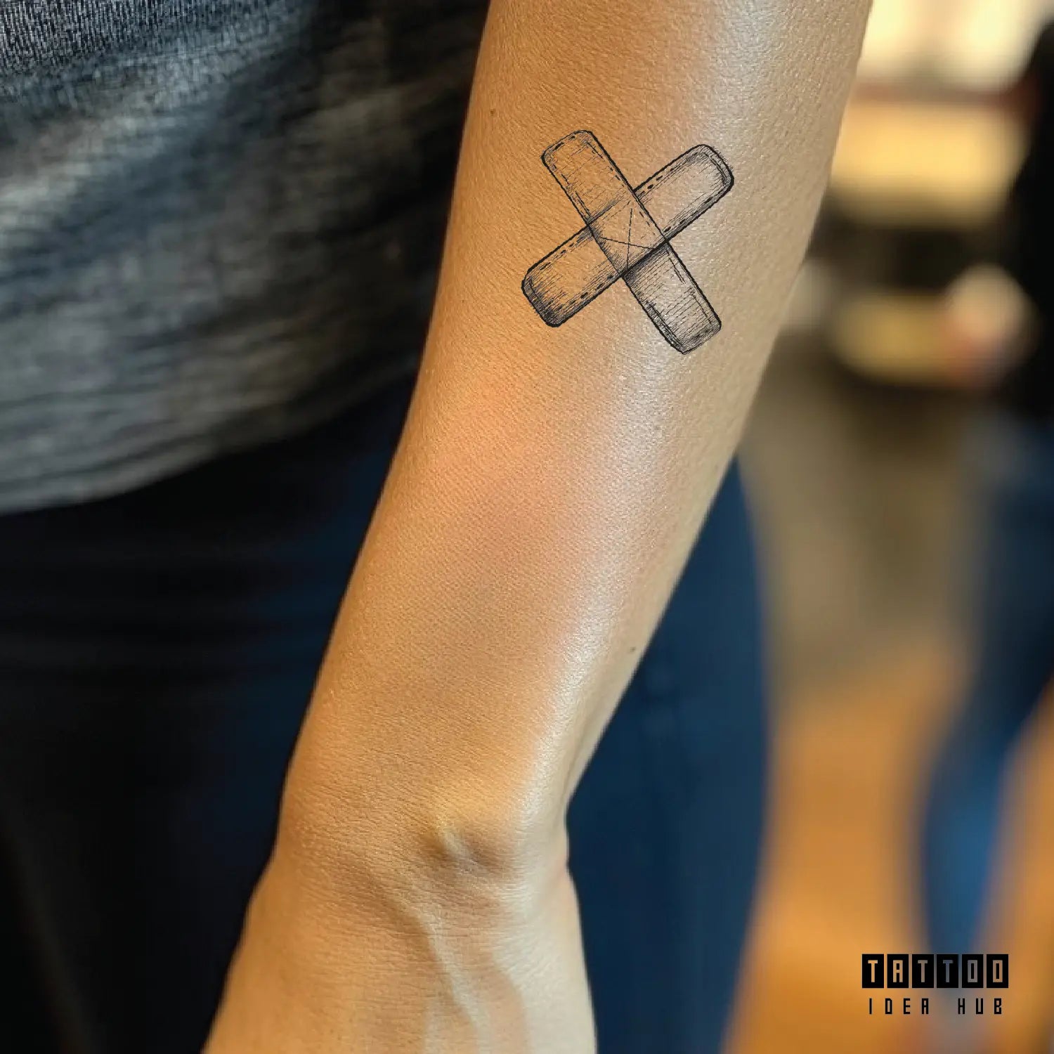 cross bandage forearm temporary tattoo idea design