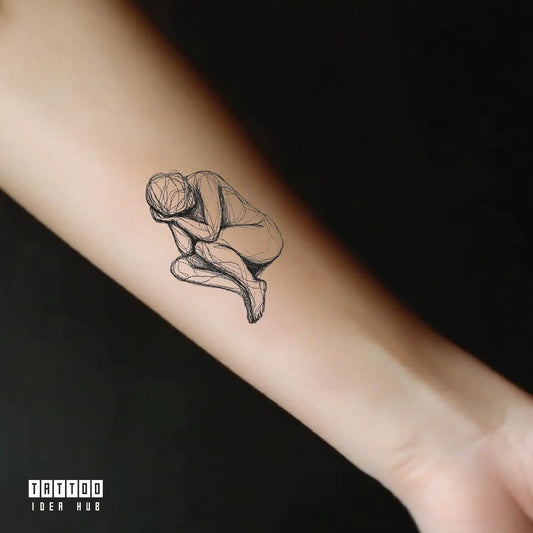 depression sad forearm temporary tattoo idea design